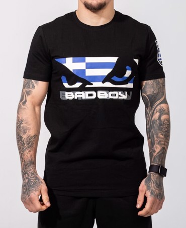 BAD BOY greek Flag TSHIRT- black